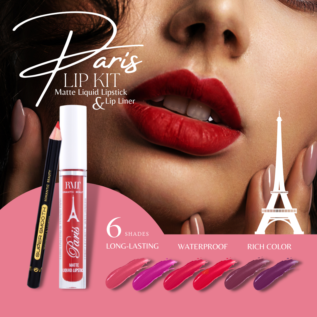Paris Lip Kit Liquid Matte Lipstick and Lip Liner